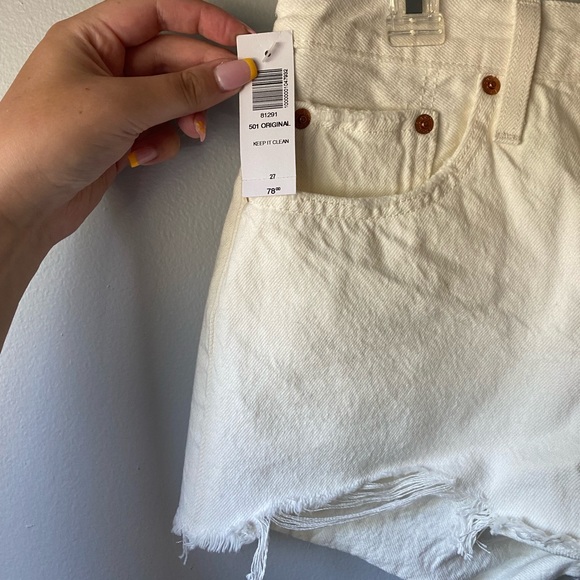 NWT LEVI'S 501 HIGH RISE SHORTS ‘KEEP IT CLEAN’ - Picture 6 of 7